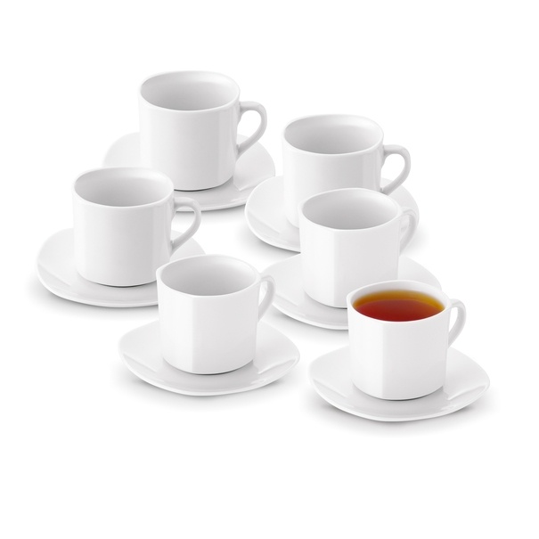 Komplet 6 filiżanek do kawy ze spodkami Tadar 220 ml