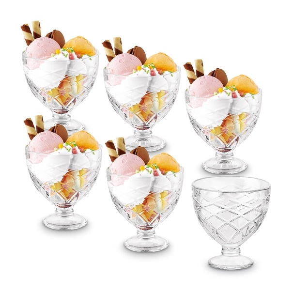 Komplet 6 szklanych puchark&oacute;w deserowych Tadar Helado 400 ml