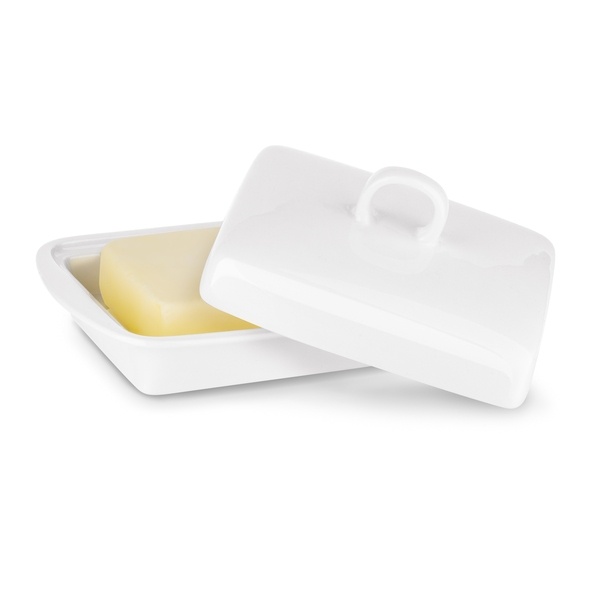 Maselniczka porcelanowa z pokrywką Tadar Ceramic 16,5 x 12 cm biała