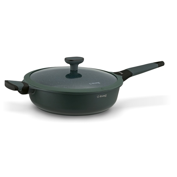 Patelnia na indukcję marmurowa z pokrywką Starke Pro Viridi 28 cm głęboka