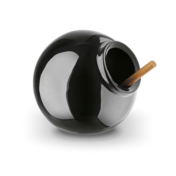 Pojemnik kuchenny z drewnianą łyżeczką Konighoffer Ceramic czarny