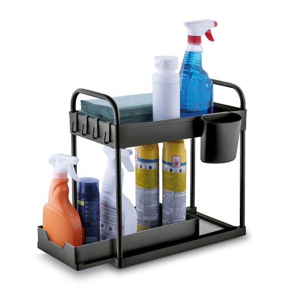 Regał uniwersalny organizer Tadar 2 poziomy 40 x 39,5 x 22 cm czarny