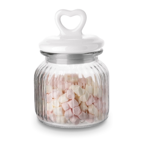 Słoik ozdobny z pokrywką ceramiczną Tadar Serce 650 ml okrągły