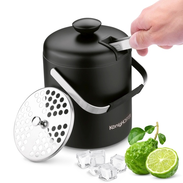 Wiaderko do lodu ze szczypcami KonigHOFFER Lugo 1,3 l czarny mat
