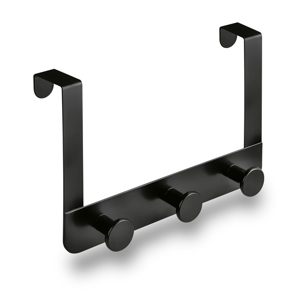 Wieszak na drzwi metalowy Tadar 22,8 x 15 cm czarny 3 haczyki