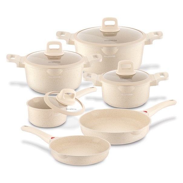 Zestaw garnk&oacute;w indukcyjnych Konighoffer Creamy Marble 10 element&oacute;w