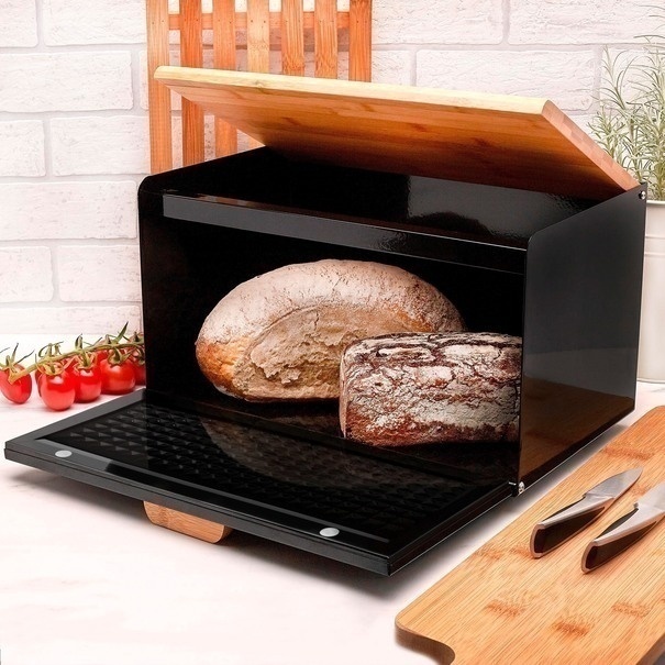 Chlebak metalowy Tadar Geometric 35,5 x 21,5 x 21 cm czarny