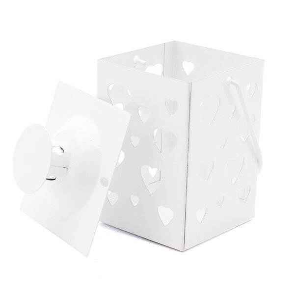 Lampion metalowy Tadar Heart 7,5 x 7,5 x 11 cm biały