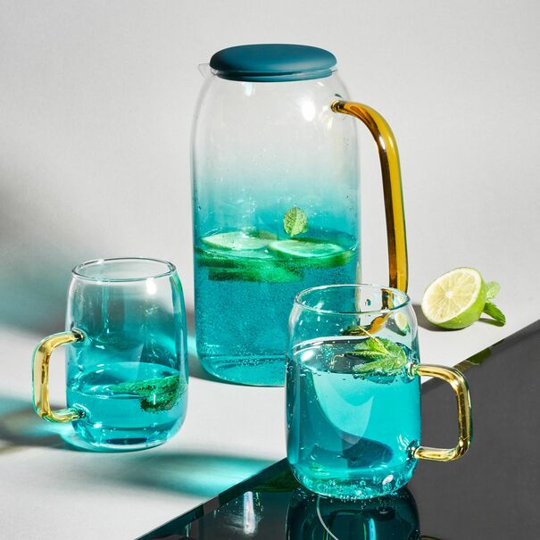 Dzbanek szklany Starke Pro Arube 1,5 l i 2 szklanki 300 ml zielone