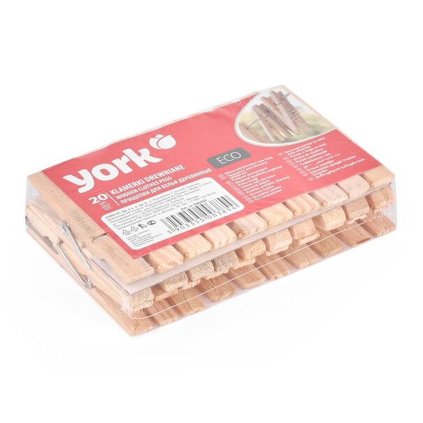 Klamerki do prania drewniane York 20 sztuk