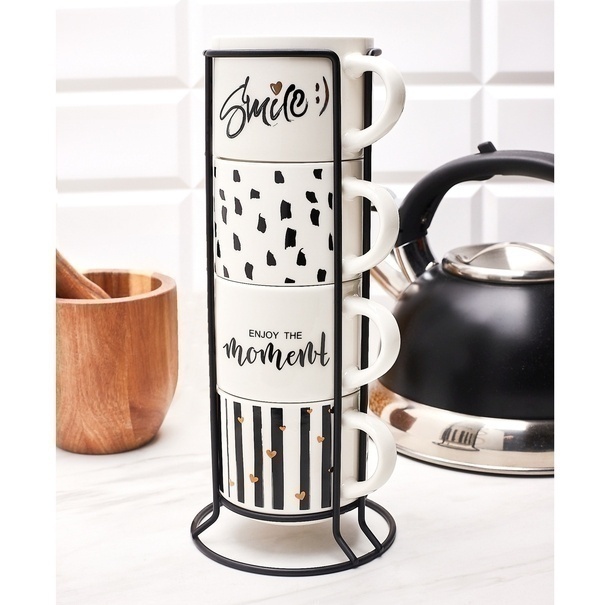 Komplet kubk&oacute;w na stojaku Tadar Decor 300 ml 4 sztuki