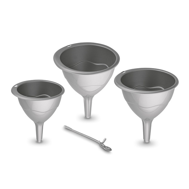 Lejki plastikowe Hega 16 cm 13 cm 11 cm srebrne