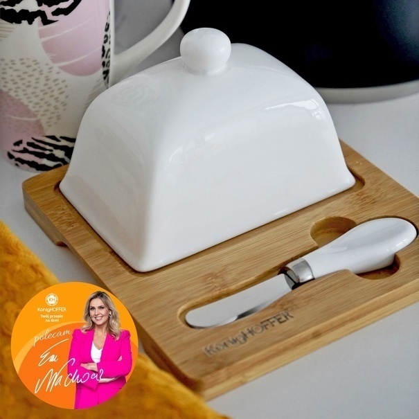 Maselniczka porcelanowa z nożykiem Konighoffer Ceramic 18 x 17 x 11 cm biała