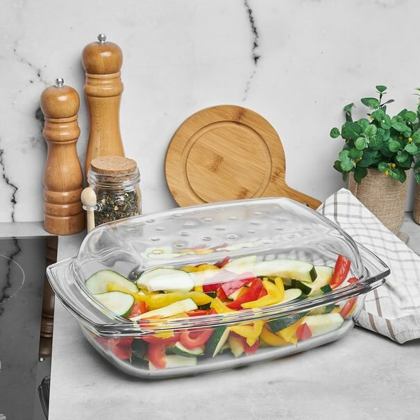 Naczynie żaroodporne prostokątne z pokrywą Termisil Grill&Drop 4,1 l