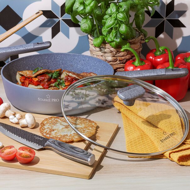 Patelnia głęboka na indukcję non stick z pokrywką Starke Pro Double 28 cm