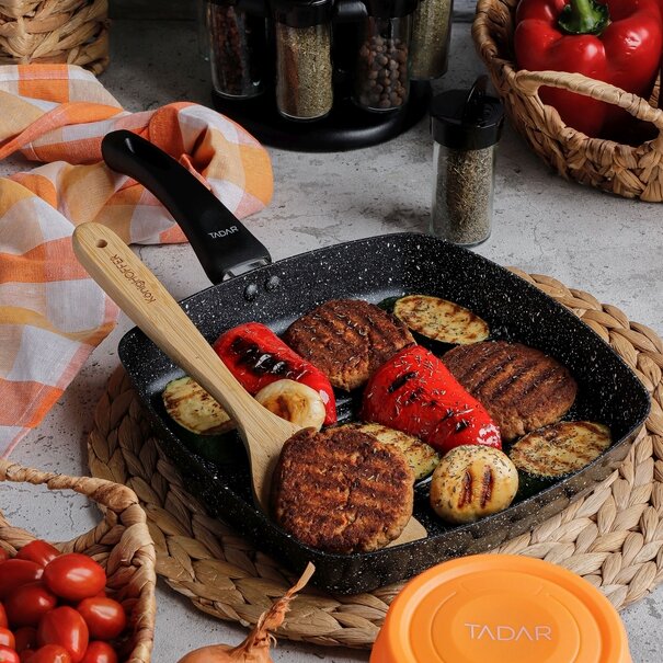 Patelnia grillowa marmurkowa Tadar Marmara Black 26 cm bez indukcji