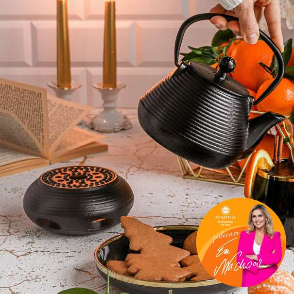 Podgrzewacz żeliwny do dzbanka Konighoffer Hanako Strip czarny