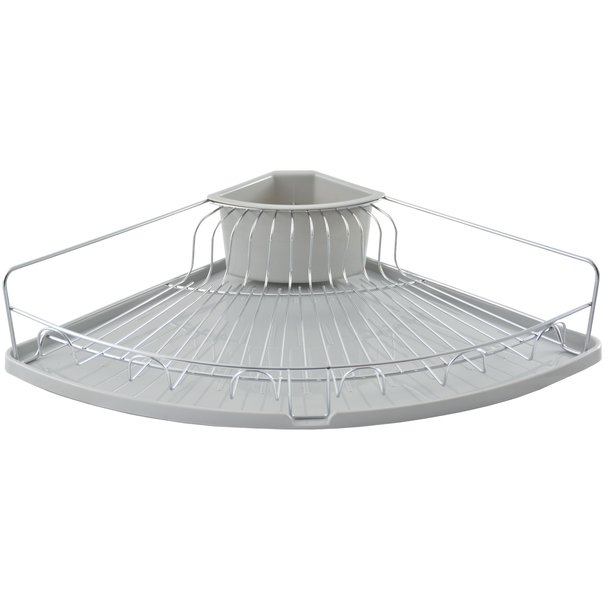 Suszarka do naczyń narożna z ociekaczem na sztućce Tadar 57 x 40 x 11,5 cm szara