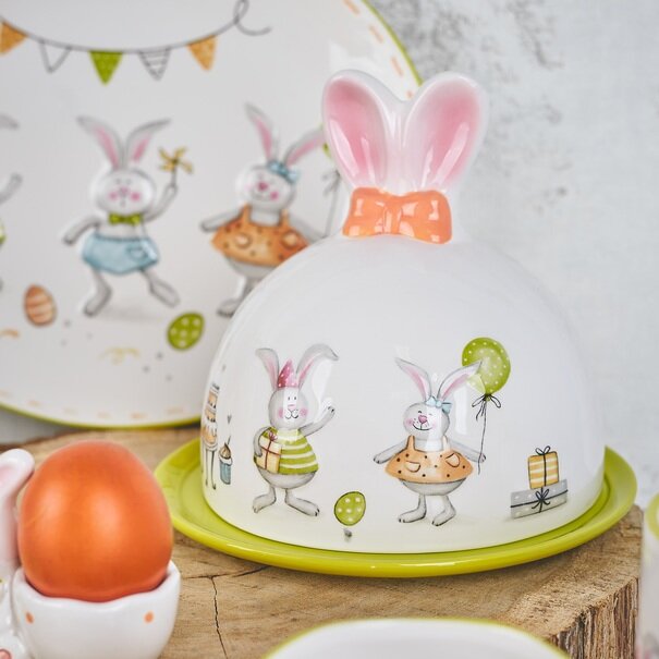 Talerz ceramiczny z pokrywką Tadar Wielkanoc Bunny 19,2 x 19,2 x 17,8 cm