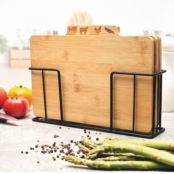 Zestaw 4 desek do krojenia ze stojakiem Konighoffer Cedar 29 x 21 x 7 cm