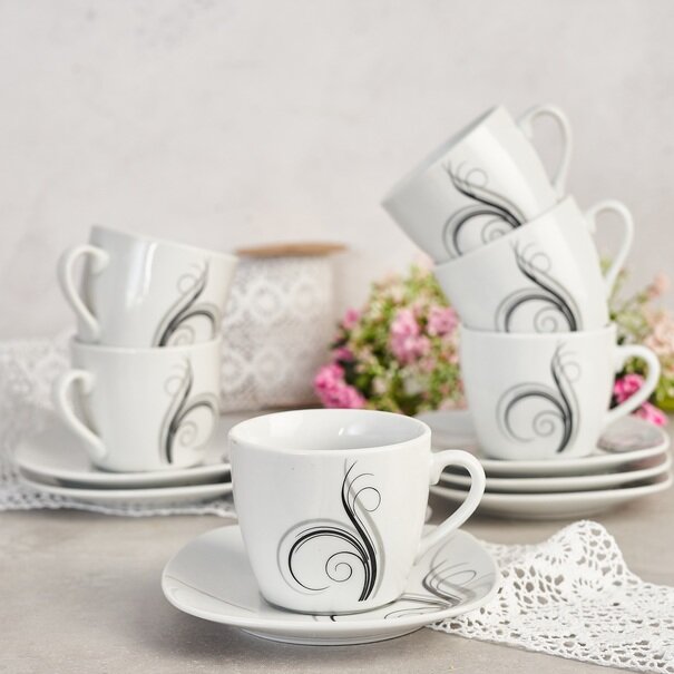 Zestaw filiżanek do kawy Tadar Dolce Vita 12 element&oacute;w porcelanowy