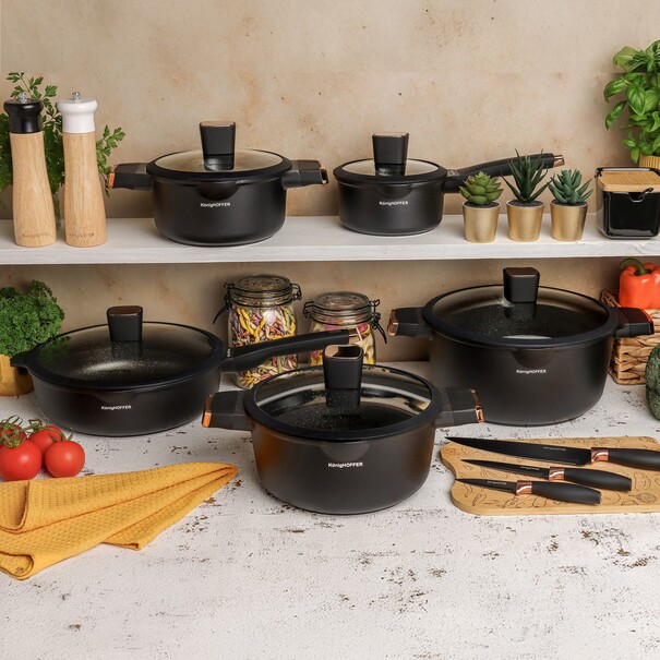Zestaw garnk&oacute;w na indukcję Konighoffer Black Rose 10 element&oacute;w