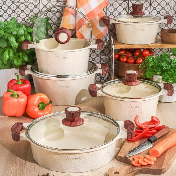 Zestaw garnk&oacute;w na indukcję non-stick Starke Pro Canolo 10 element&oacute;w