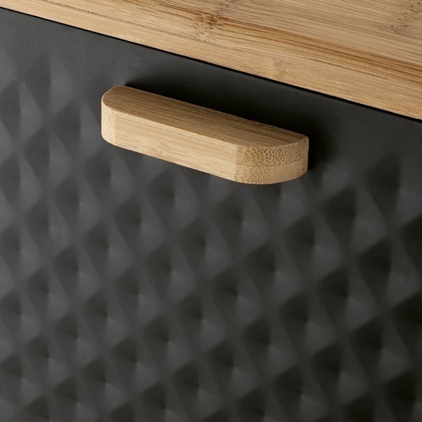 Chlebak stalowy Tadar Geometric Wood 35,5 x 21,5 x 20 cm czarny