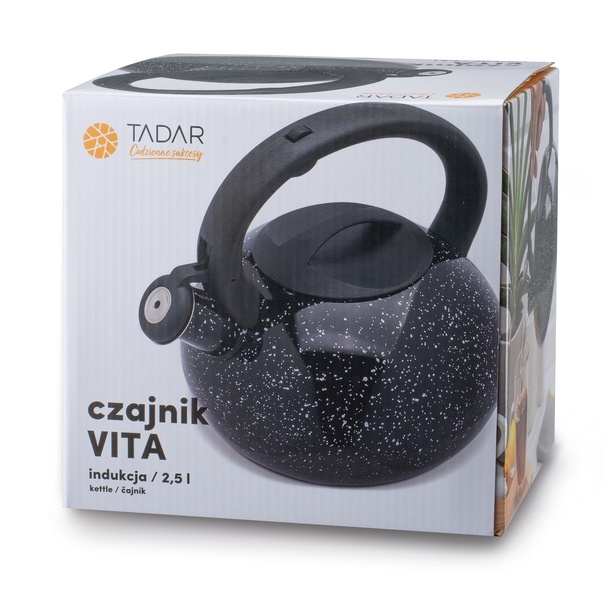 Czajnik nierdzewny Tadar Vita 2,5 l czarny marble