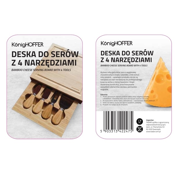 Deska do ser&oacute;w z 4 akcesoriami Konighoffer 21,8 x 19 x 3,5 cm