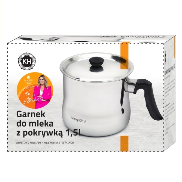 Garnek do mleka z gwizdkiem i pokrywką Konighoffer 1,5 l indukcja