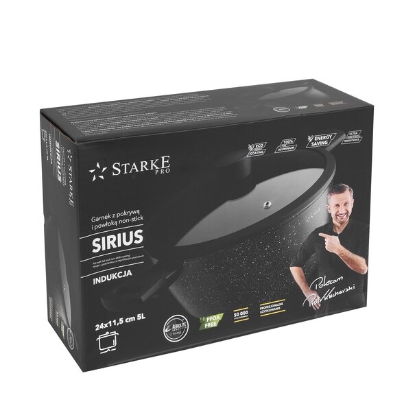 Garnek na indukcję non-stick z pokrywką Starke Pro Sirius 4,5 l