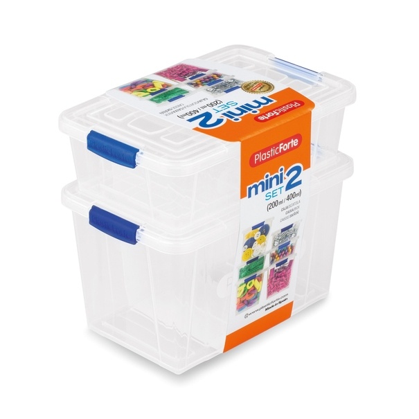 Komplet 2 pojemnik&oacute;w na żywność Plastic Forte Mini 200 ml i 400 ml