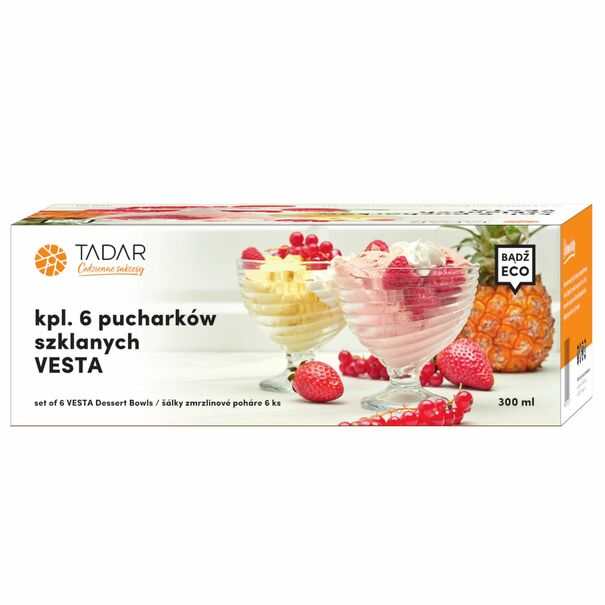 Komplet 6 szklanych puchark&oacute;w deserowych Tadar Vesta 300 ml