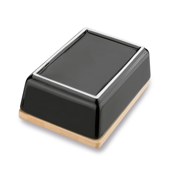 Maselniczka porcelanowa NBC z pokrywką i nożykiem Konighoffer 15,8 x 11 x 6 cm czarna
