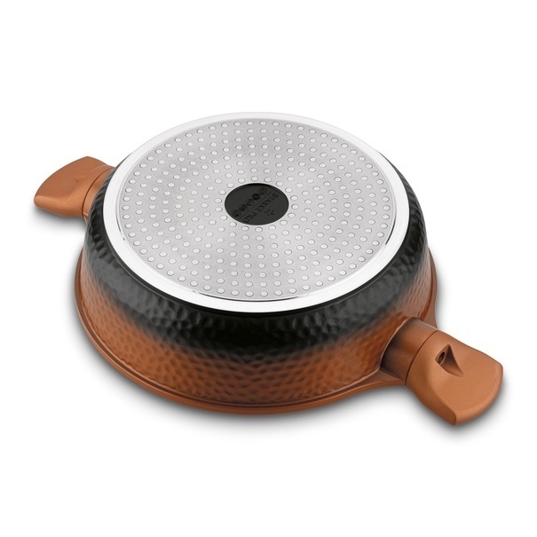 Patelnia głęboka na indukcję kr&oacute;tkie uchwyty Starke Pro Texture Copper 28 x 8 cm
