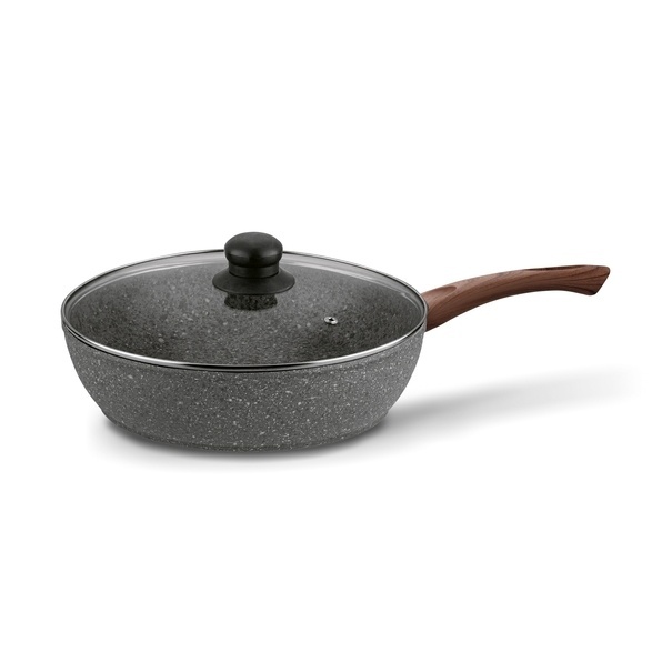 Patelnia granitowa głęboka z pokrywką Konighoffer Venga 28 x 7 cm indukcja