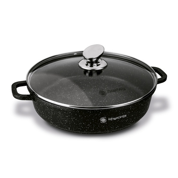 Patelnia na indukcję głęboka kr&oacute;tkie uchwyty Konighoffer Pollo Black 32 x 8 cm