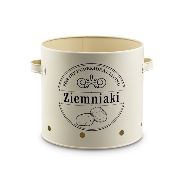 Zestaw 3 metalowych pojemnik&oacute;w kuchennych Tadar Ziemniaki Cebula Czosnek kremowy