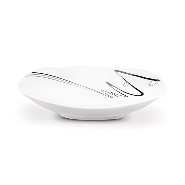 Zestaw kwadratowych talerzy porcelanowych Tadar Wstęga 18 element&oacute;w