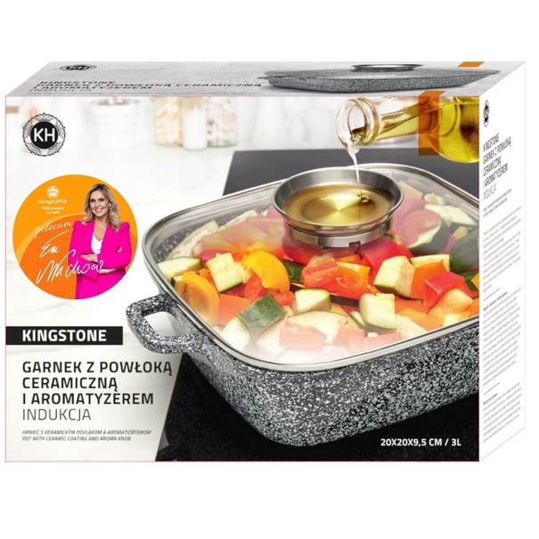 Garnek ceramiczny Konighoffer Kingstone 20 cm kwadratowy z aromatyzerem i 2 nakładki