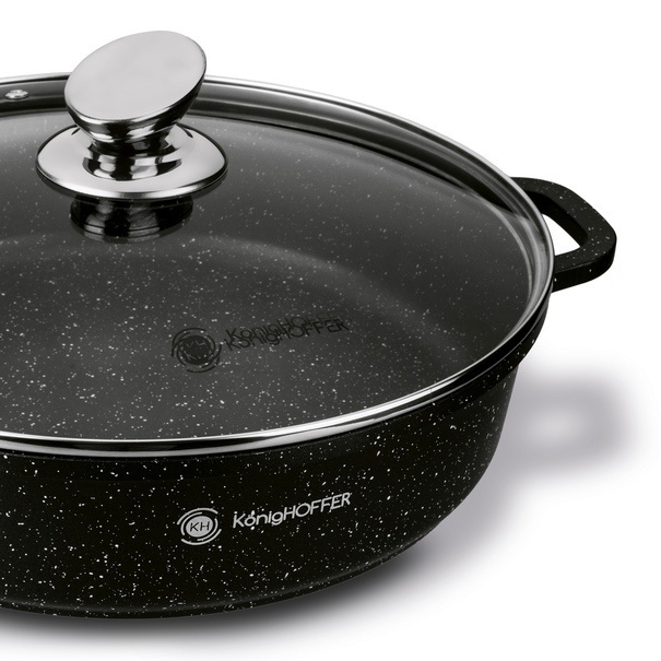 Patelnia na indukcję głęboka kr&oacute;tkie uchwyty Konighoffer Pollo Black 32 x 8 cm