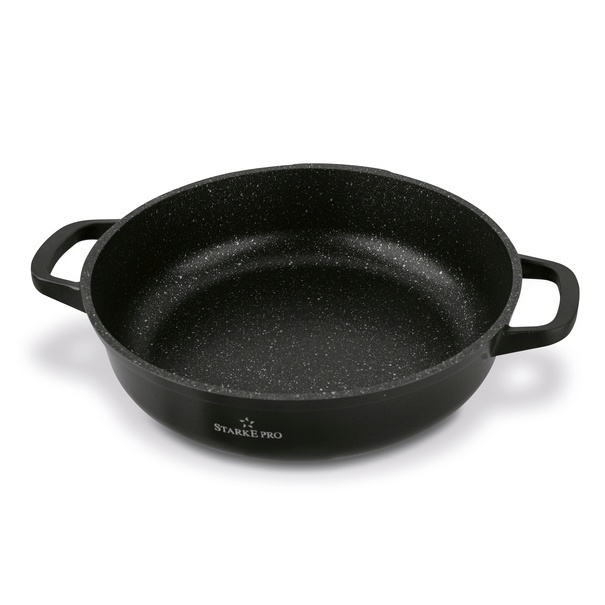 Patelnia na indukcję marmurowa z pokrywką kr&oacute;tkie uchwyty Starke Pro Ochre 28 cm