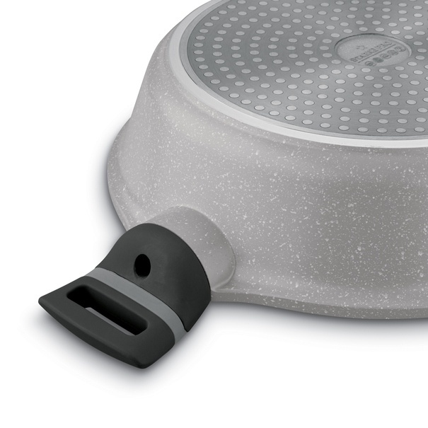 Patelnia na indukcję marmurowa z pokrywką kr&oacute;tkie uchwyty Starke Pro Musse Grey 28 cm