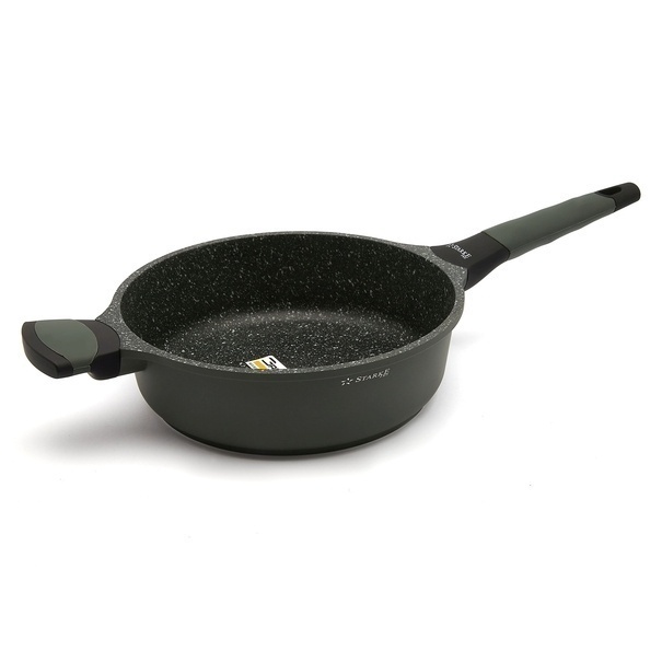 Patelnia na indukcję marmurowa z pokrywką Starke Pro Viridi 24 cm głęboka