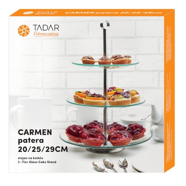 Patera szklana Tadar Carmen 20/25/29 cm okrągła trzypoziomowa