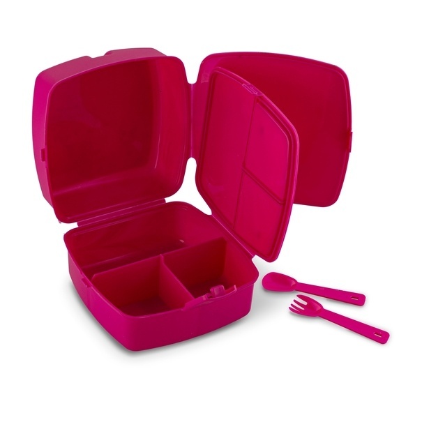Lunch box z przegr&oacute;dkami widelcem i nożem dla dzieci Tuffex 14 x 15 x 9 cm mix kolor&oacute;w