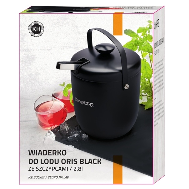 Wiaderko do lodu ze szczypcami Konighoffer Oris 2,8 l czarne
