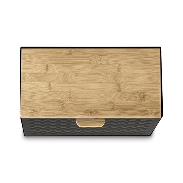 Chlebak stalowy Tadar Geometric Wood 35,5 x 21,5 x 20 cm czarny