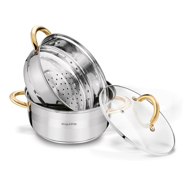 Garnek do gotowania na parze Konighoffer Faro Gold 2,9 l 3 elementy